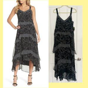 *NWT* Polka Dot & Floral Tiered Maxi Dress